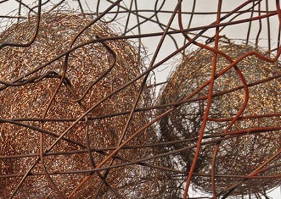 Gabion wire and stainless steel mesh sculpture detail 2