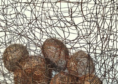 Gabion wire and stainless steel mesh sculpture detail 1